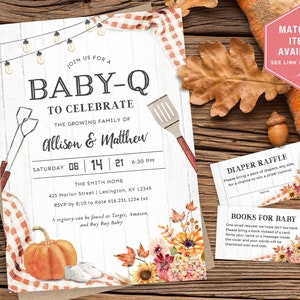 Autumn BABY-Q Shower Signs, Harvest Baby Shower Signs, BabyQ Signs, 5 x 7 BBQ Shower Signs, Coed Baby Shower Signs, Printable, Editable, BQF image 8