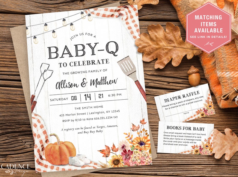 Autumn BABY-Q Shower Signs, Harvest Baby Shower Signs, BabyQ Signs, 5 x 7 BBQ Shower Signs, Coed Baby Shower Signs, Printable, Editable, BQF image 8