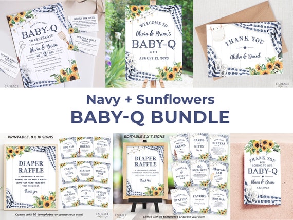 BBQ Baby Shower Decorations For Boys - Baby Q Backdrop, Balloon Garland Kit, Blue & Yellow Theme With Sunflowers - View #3