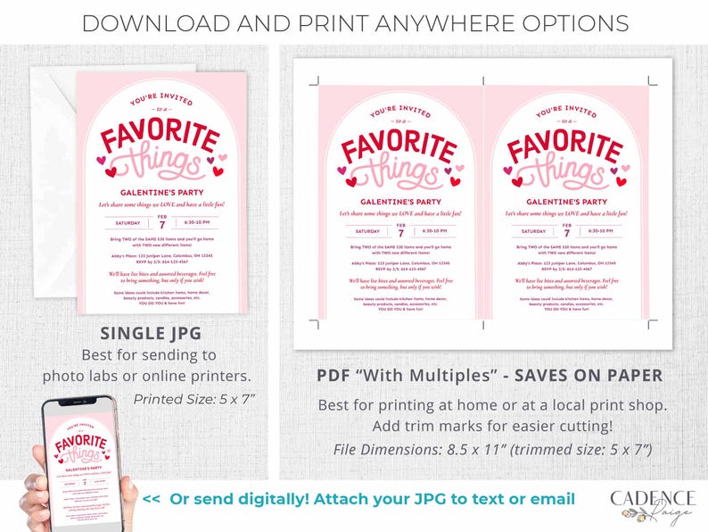 Favorite Things Valentine's Party Invitation, Galentine's Brunch (Digital Download) image 4