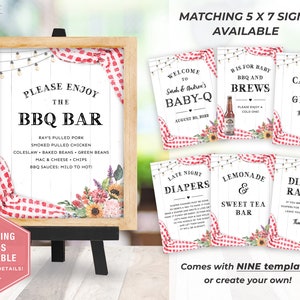 Red BabyQ Welcome Sign, Baby-Q Shower Sign, BBQ Baby Shower Sign, Barbecue Baby Shower Poster, Coed Baby Shower Sign, Printable, Corjl, BQR image 9