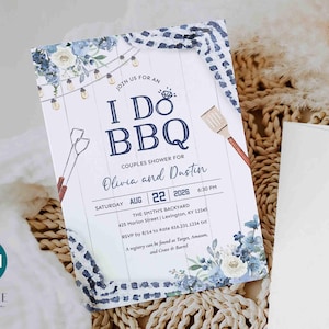 Blue I Do BBQ Invitation, Couples Shower, Rehearsal Dinner (Digital Download)