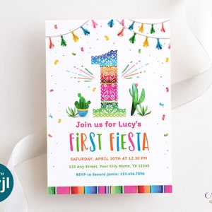 First Birthday Party Invitation for First Fiesta Invitation for 1st Birthday Fiesta Themed Birthday Invite to Send Digitally DIY Printable zdjęcie 10