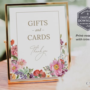 8 x 10 Gift Table Sign, Bridal Shower Tea Gift Table Sign, Printable Gift Table Sign, Bridal Shower Tea Party Decor, wildflowers, PDF, W3