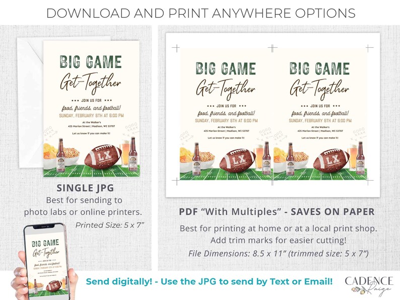 Editable Super Sunday Football Watch Party Invitation: Bowl Game Invite (Digital Template) image 7
