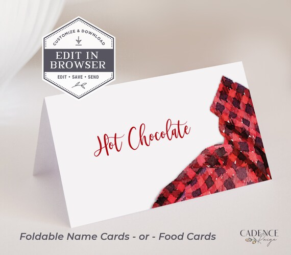 Buffalo Plaid Place Cards Flannel Food Signs Customizable | Etsy