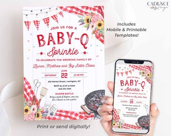 Baby-Q Sprinkle Invitation: BBQ Theme, Gender Neutral (Digital DIY)