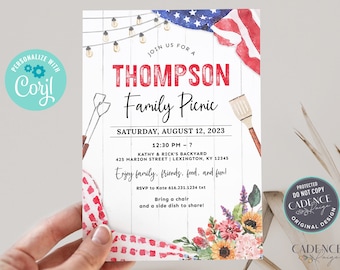 Family Reunion Invitation, Memorial Day Family BBQ Invitation, Family Picnic Invitation, Family Cookout, Pool Party, Digital, DIY Printable