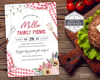 Family Reunion Invitation, Summer BBQ Invitation, Family Picnic Invitation, Summer Get Together, Company Picnic Invitation, DIY, Printable