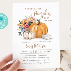 Autumn Baby Shower Invitation, Gender Neutral Baby Shower Invitation, Fall Baby Shower Invite, Pumpkin Baby Shower Invite, Printable, DIY