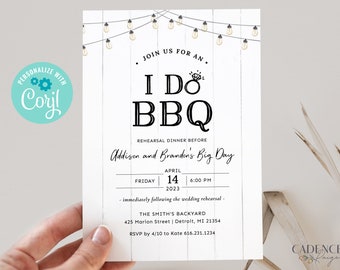 I Do BBQ Invitation, BBQ rehearsal dinner invitation, Backyard BBQ Wedding Rehearsal Invitation, Romantic bbq Couples Shower, Printable, WQ2