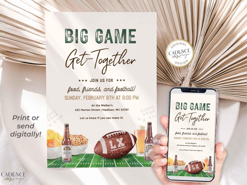 Editable Super Sunday Football Watch Party Invitation: Bowl Game Invite (Digital Template) image 16