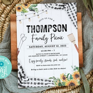 Family Picnic Invitation, Summer Picnic Invite, Family Cookout Invite ...