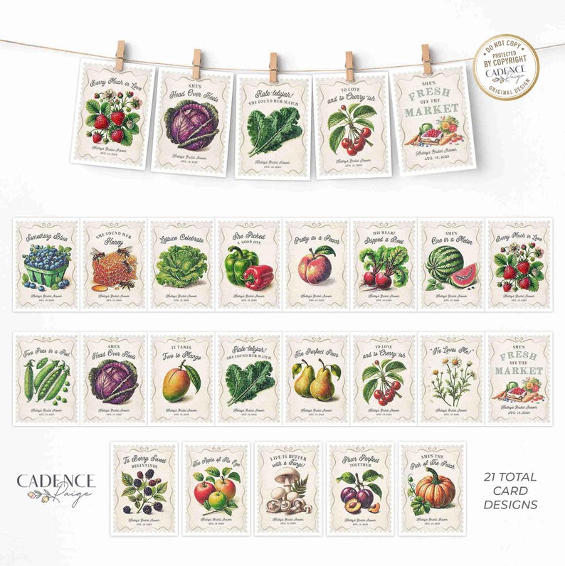 Fresh Off the Market Banner Signs, Farmers Market Decorations, Rustic Farm Market Bridal Shower Fruit Vegetable Bunting Customizable Vintage image 2