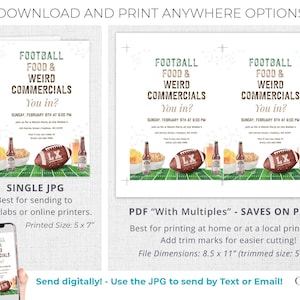 Football Watch Party Invitation, Editable Big Game Invite, Super Sunday Bowl Game (Digital) image 4