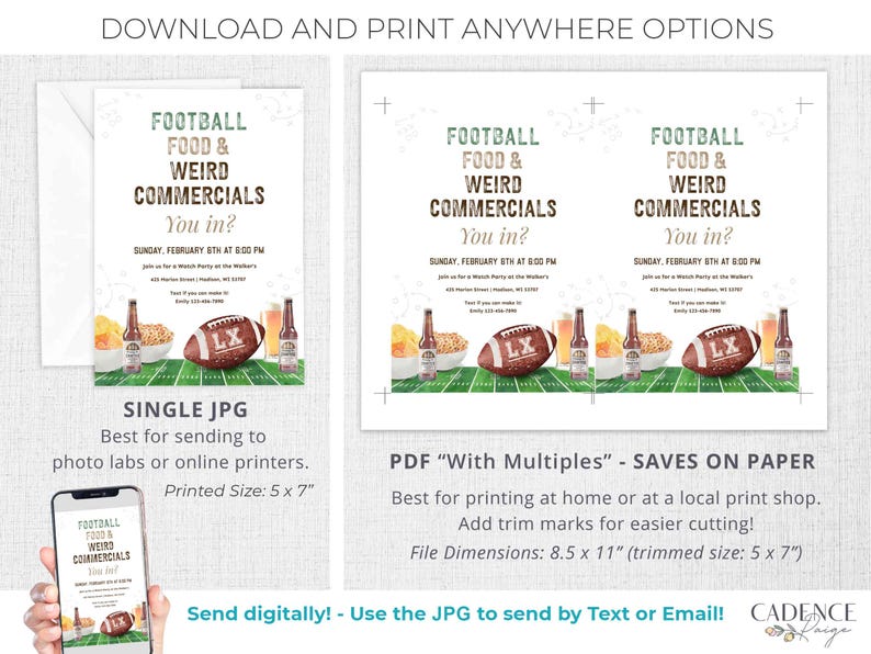 Football Watch Party Invitation, Editable Big Game Invite, Super Sunday Bowl Game (Digital) image 4