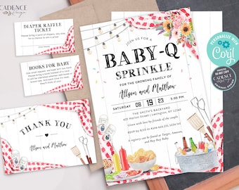 Baby-Q Sprinkle Invitation, BBQ Baby Sprinkle Invitation, Coed Baby Sprinkle Invite, Backyard Baby Shower, Gender Neutral, Digital DIY BQR