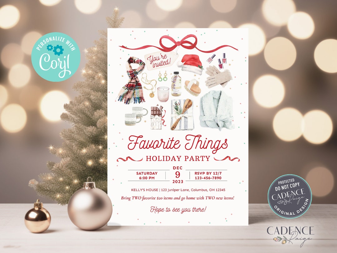 Favorite Things Holiday Party Invitation, Christmas Gift Exchange
