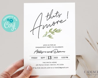 Italian Rehearsal Dinner Invitation, Amore Rehearsal Dinner Invitation, Italian Engagement Party Invite, Pizza Shower Invite, Printable, DIY