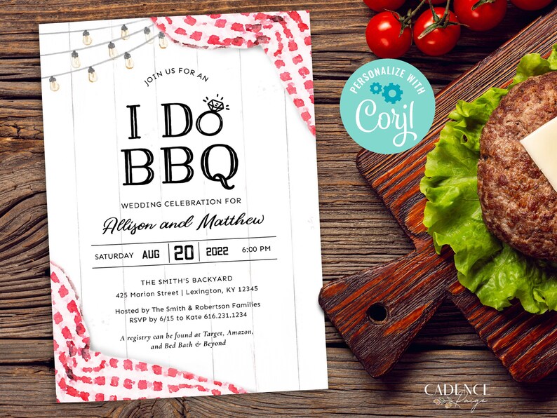I Do BBQ Invitation, BBQ Couples Shower Invitation, bbq rehearsal dinner invitation, I Do BBQ Couple's Shower Invite, Printable, A22, Q2 image 7