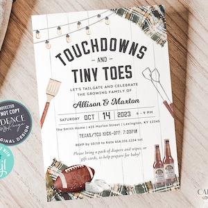 Football Baby Shower Invitation, Tailgate Baby Shower Invite, Coed Baby Shower, Football Baby Sprinkle Invitation, Touchdowns, Printable DIY