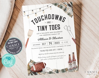 Football Baby Shower Invitation, Tailgate Baby Shower Invite, Coed Baby Shower, Football Baby Sprinkle Invitation, Touchdowns, Printable DIY