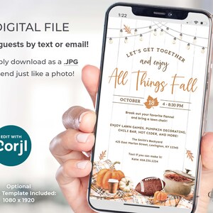 All Things Fall Invitation, Digital Fall Harvest Party Invitation, Neighborhood Fall Party Invite, Fall Celebration, DIY Printable Corjl image 5