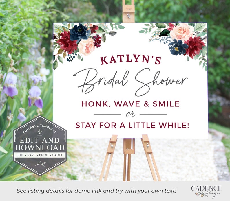 Drive by Bridal Shower Sign Fall Bridal Shower Sign Wine Etsy