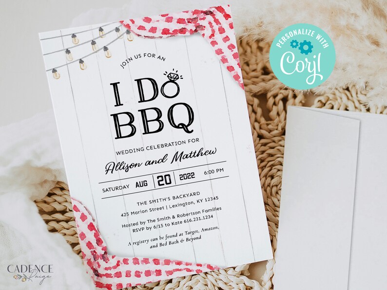 I Do BBQ Invitation, BBQ Couples Shower Invitation, bbq rehearsal dinner invitation, I Do BBQ Couple's Shower Invite, Printable, A22, Q2 image 9