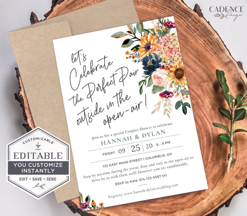 Drive By Couples Shower Invitation Blush and Burgundy Couples Etsy