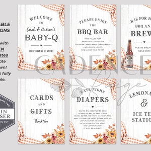 Autumn BABY-Q Shower Signs, Harvest Baby Shower Signs, BabyQ Signs, 5 x 7 BBQ Shower Signs, Coed Baby Shower Signs, Printable, Editable, BQF image 4