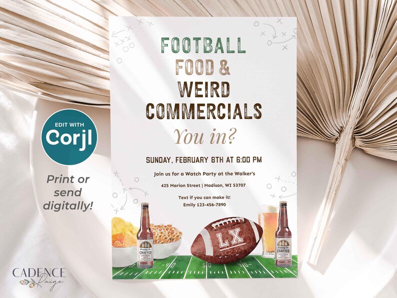 Football Watch Party Invitation, Editable Big Game Invite, Super Sunday Bowl Game (Digital) image 9
