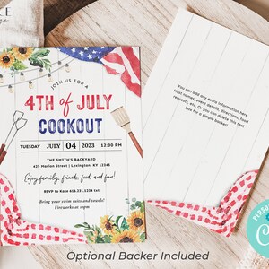 4th of July Party Invitation, 4th of July Cookout Invitation, July 4th ...