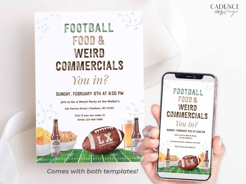 Football Watch Party Invitation, Editable Big Game Invite, Super Sunday Bowl Game (Digital) image 17