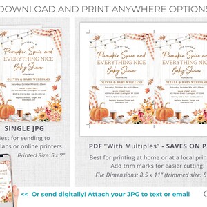 Pumpkin Spice Baby Shower Invitation, Fall Baby Shower Invitation, Autumn Baby Shower, Coffee Baby Shower, Gender Neutral, Printable, FQ2 image 6