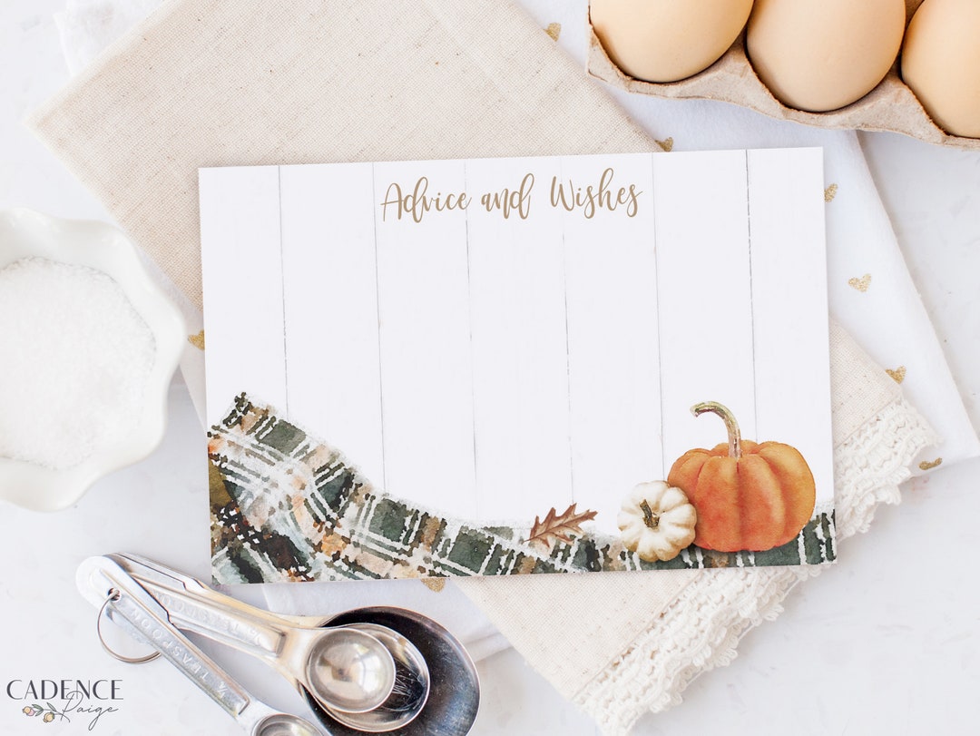 Advice and Wishes Card Template, Printable Fall Note Cards Matching ...