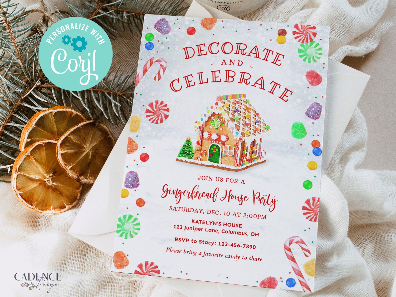 Gingerbread House Decorating Party Invitation Fun Holiday Etsy