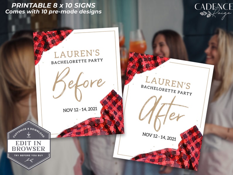 Buffalo Plaid Bachelorette Signs, 8 X 10 Bachelorette Signs, Flannel ...