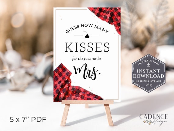 Printable Guess How Many Kisses Sign 5 X 7 Guess the Kisses - Etsy