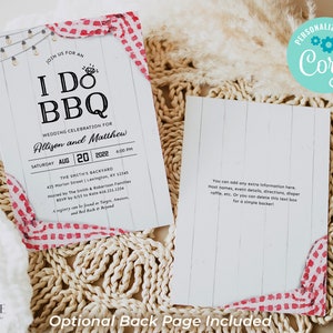 I Do BBQ Invitation, BBQ Couples Shower Invitation, bbq rehearsal dinner invitation, I Do BBQ Couple's Shower Invite, Printable, A22, Q2 image 2