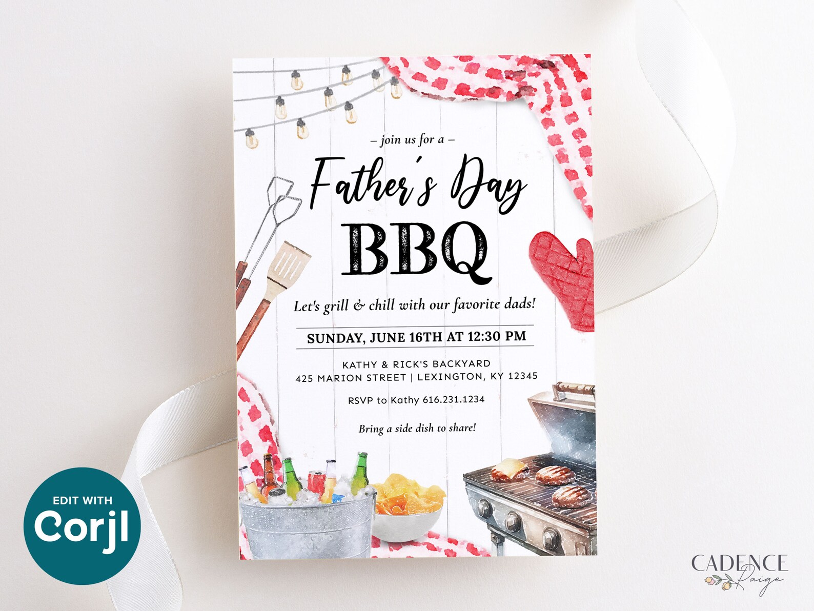 Father's Day BBQ Invitation, Father's Day Cookout, Casual Father's Day ...