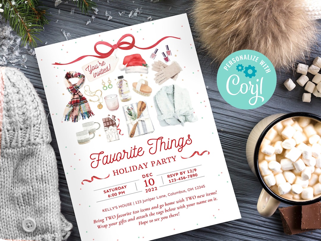 Favorite Things Holiday Party Invitation Christmas Gift Etsy