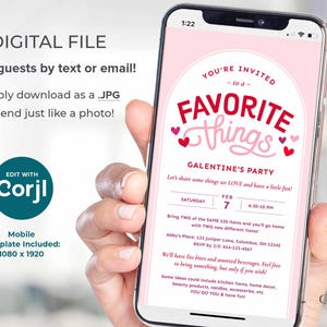 Favorite Things Valentine's Party Invitation, Galentine's Brunch (Digital Download) image 2