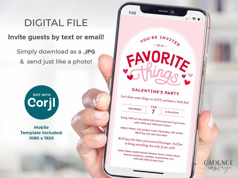 Favorite Things Valentine's Party Invitation, Galentine's Brunch (Digital Download) image 2