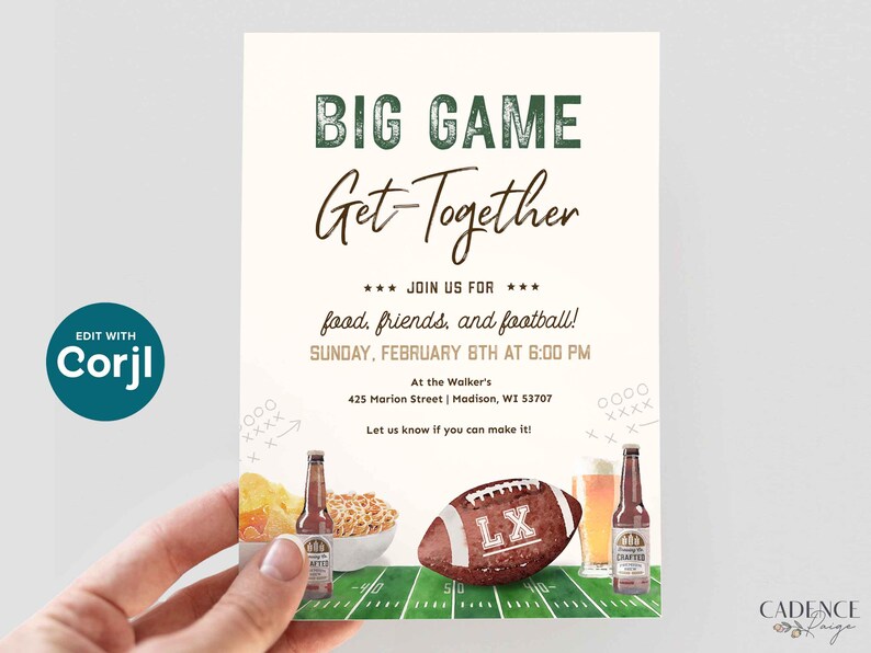 Editable Super Sunday Football Watch Party Invitation: Bowl Game Invite (Digital Template) image 15