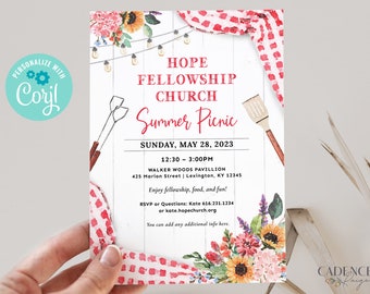 Community Picnic Invitation Neighborhood Picnic Invitation Company Party Church Picnic Invitation Community Picnic BBQ Cookout DIY Printable