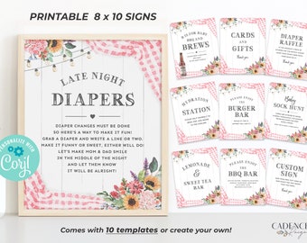 Pink BABY-Q Shower Signs, BBQ Baby Shower Signs, BabyQ Signs, 8 x 10 bbq Shower Signs, Coed Baby Shower Signs, Printable, Editable Signs BQP