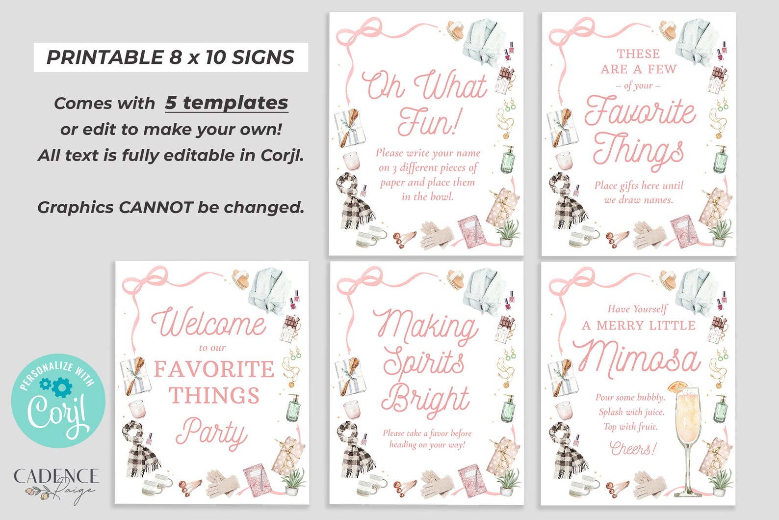 Many Things Sign Pink Favorite Things Signs, Favorite Things Party Decor, 8 X 10 Party ...