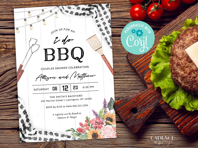 I Do BBQ Einladung, BBQ Paar Dusche Einladung, Bbq Probe Abendessen Einladung, Classic BBQ Paar Dusche einladen Printable, A22, Q2BK Bild 6