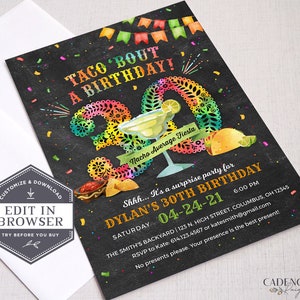 30th Birthday Party Invitation, 30th Birthday Fiesta Invite, Surprise ...